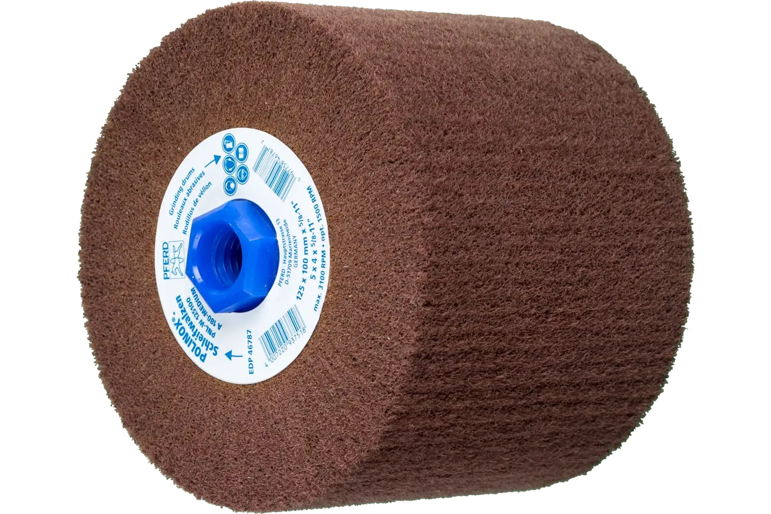 Picture of Pferd Polinox® Non-Woven Finishing Drum, 5" x 4 x 5/8-11, Radial, 80 Grit, Aluminum Oxide